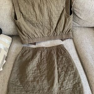 BCBG olive green skirt and vest set